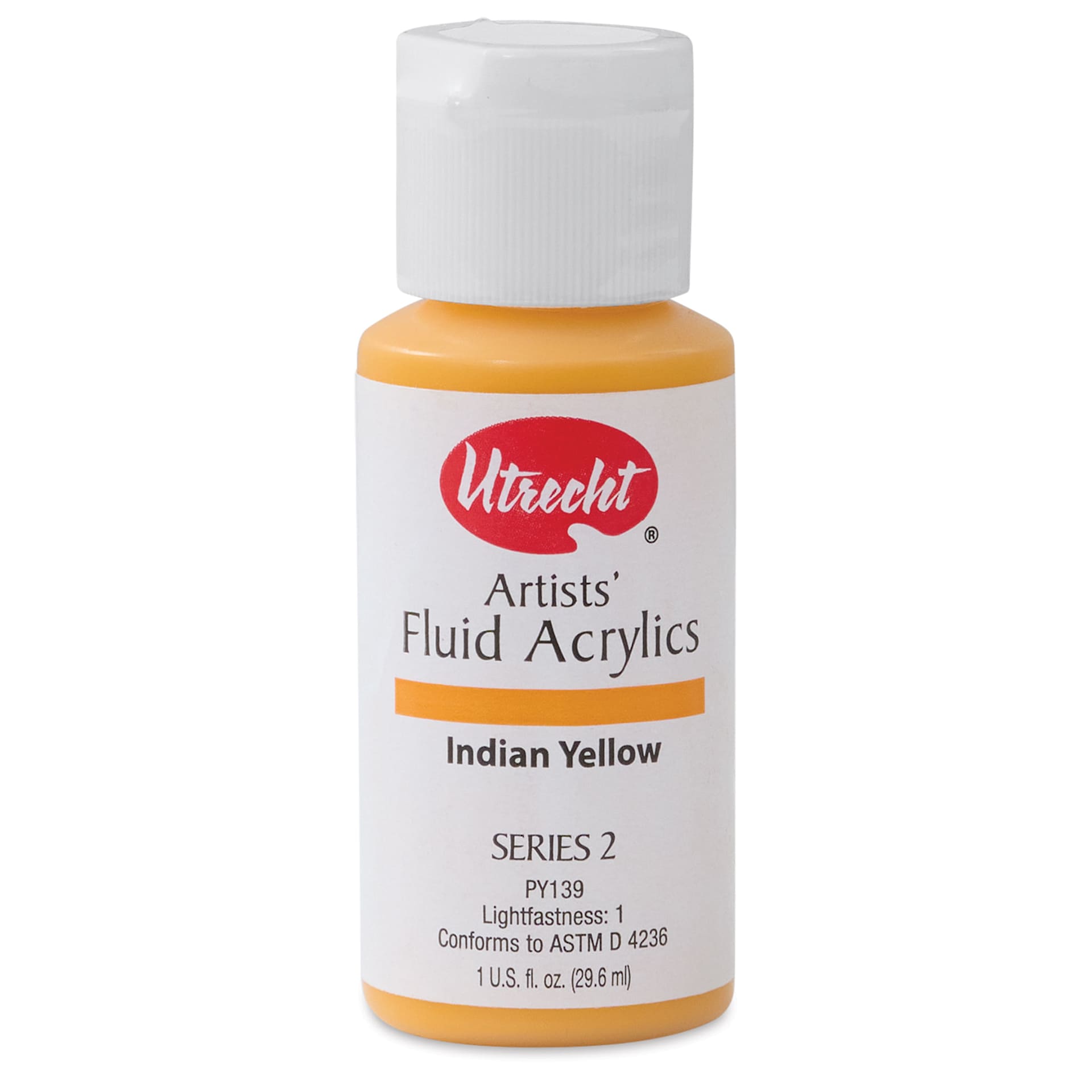 Utrecht Fluid Acrylics - Indian Yellow, 1 oz bottle