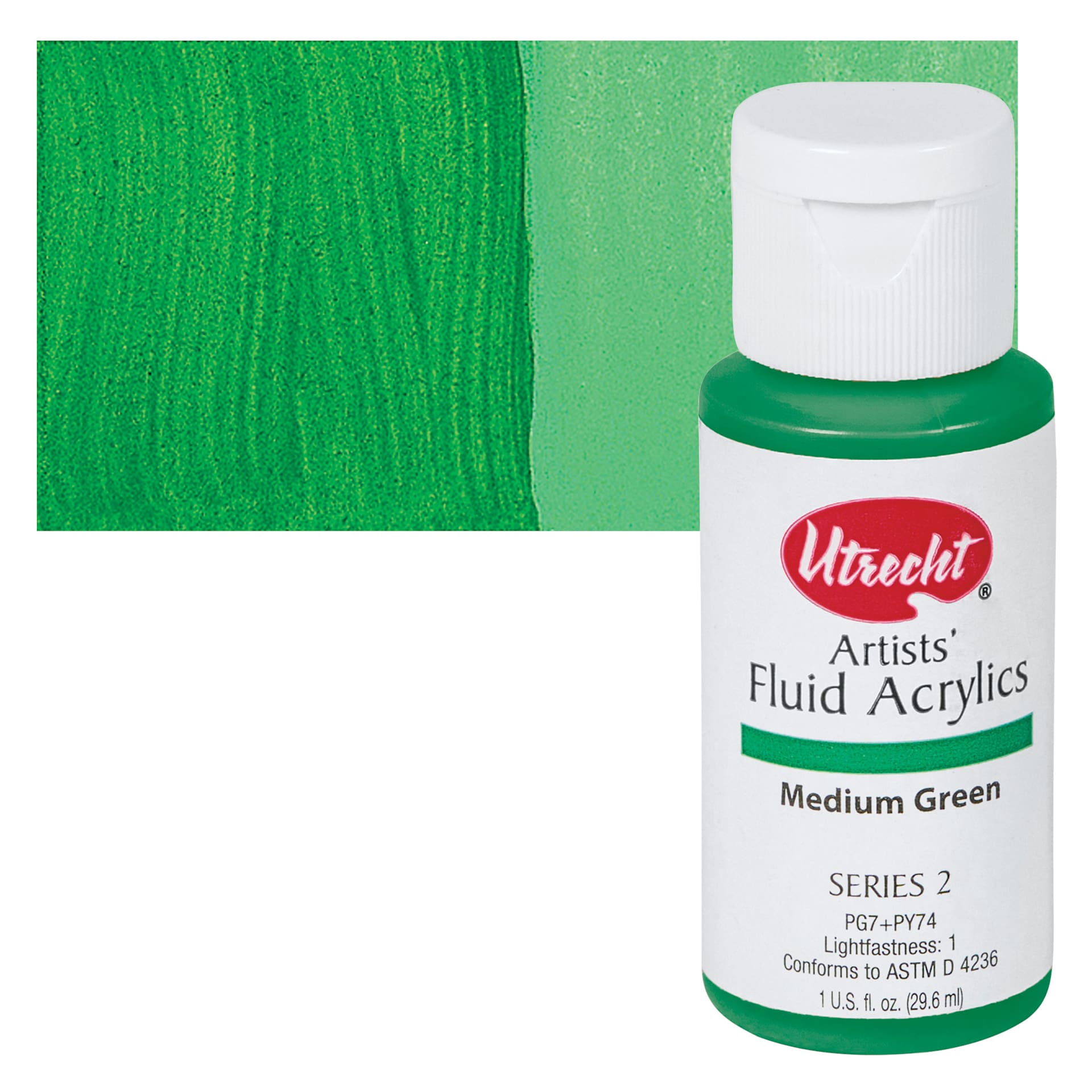 Utrecht Artists' Fluid Acrylic Paint - Medium Green swatch