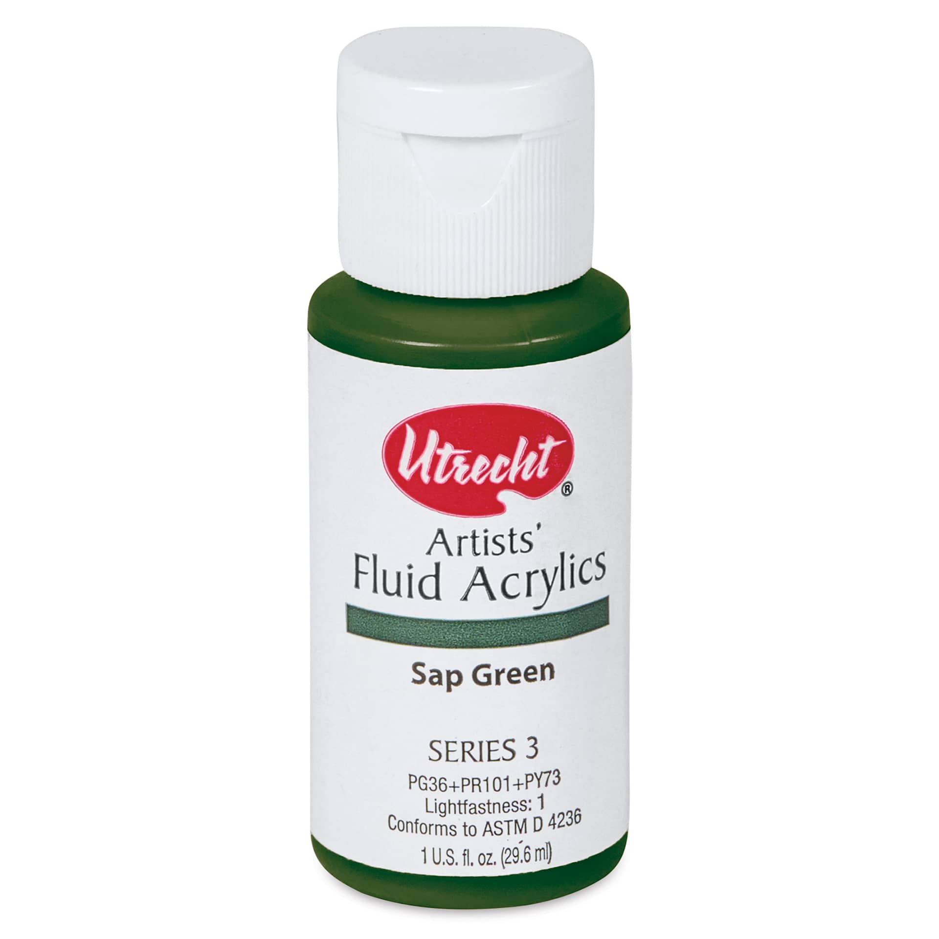 Utrecht Fluid Acrylics - Sap Green, 1 oz bottle