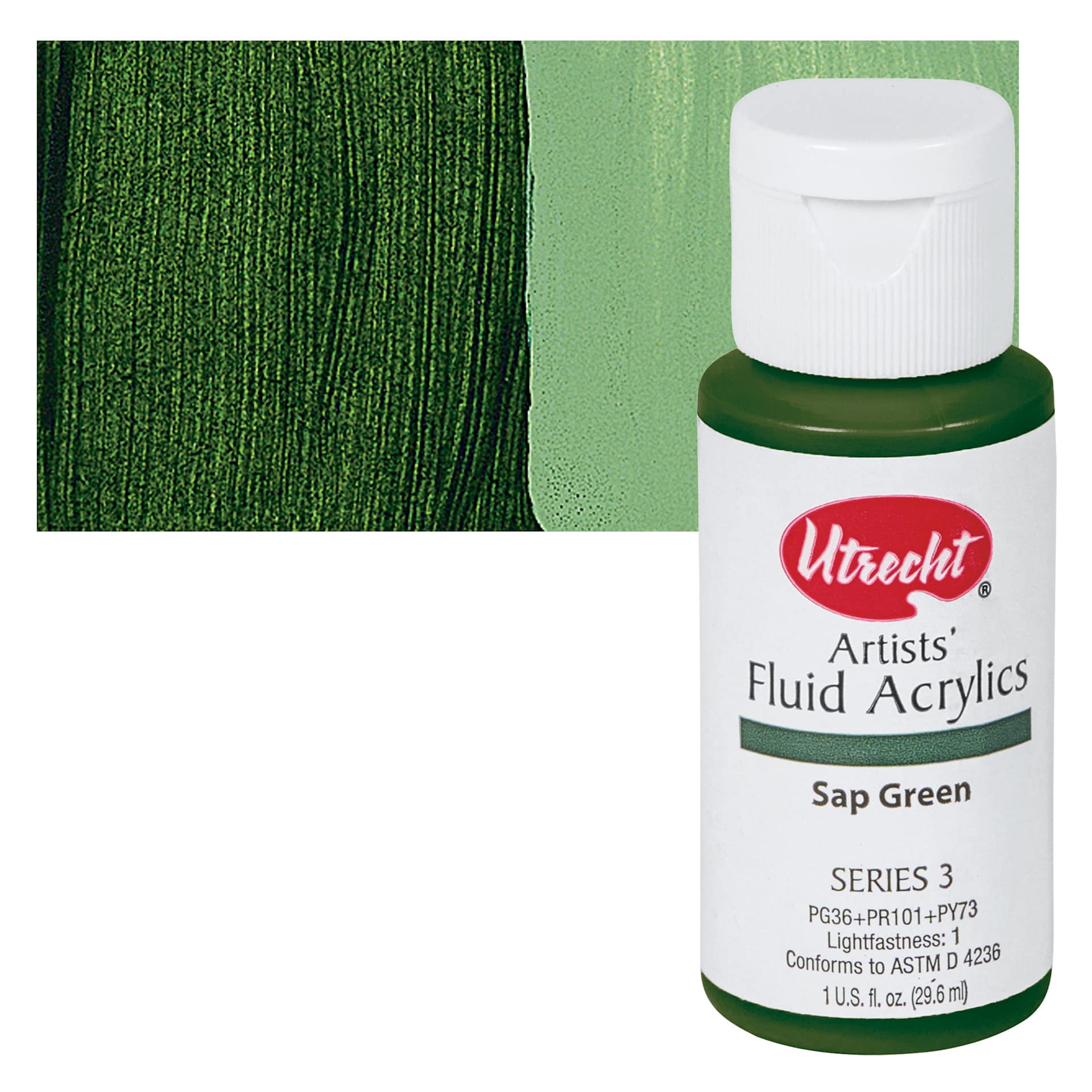 Utrecht Artists' Fluid Acrylic Paint - Sap Green  swatch