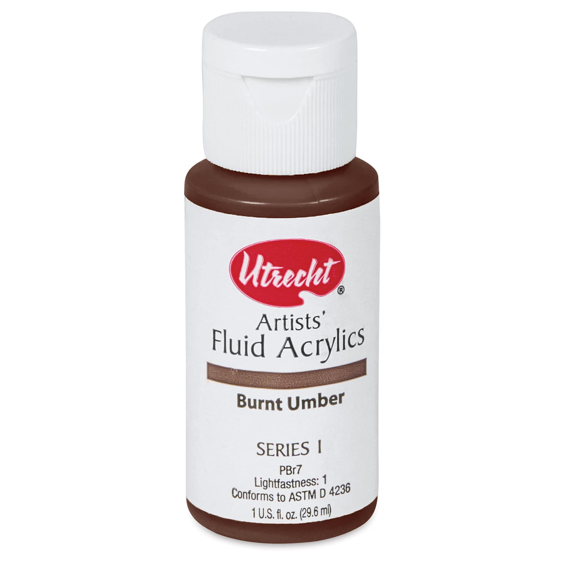 Utrecht Fluid Acrylics - Burnt Umber, 1 oz bottle