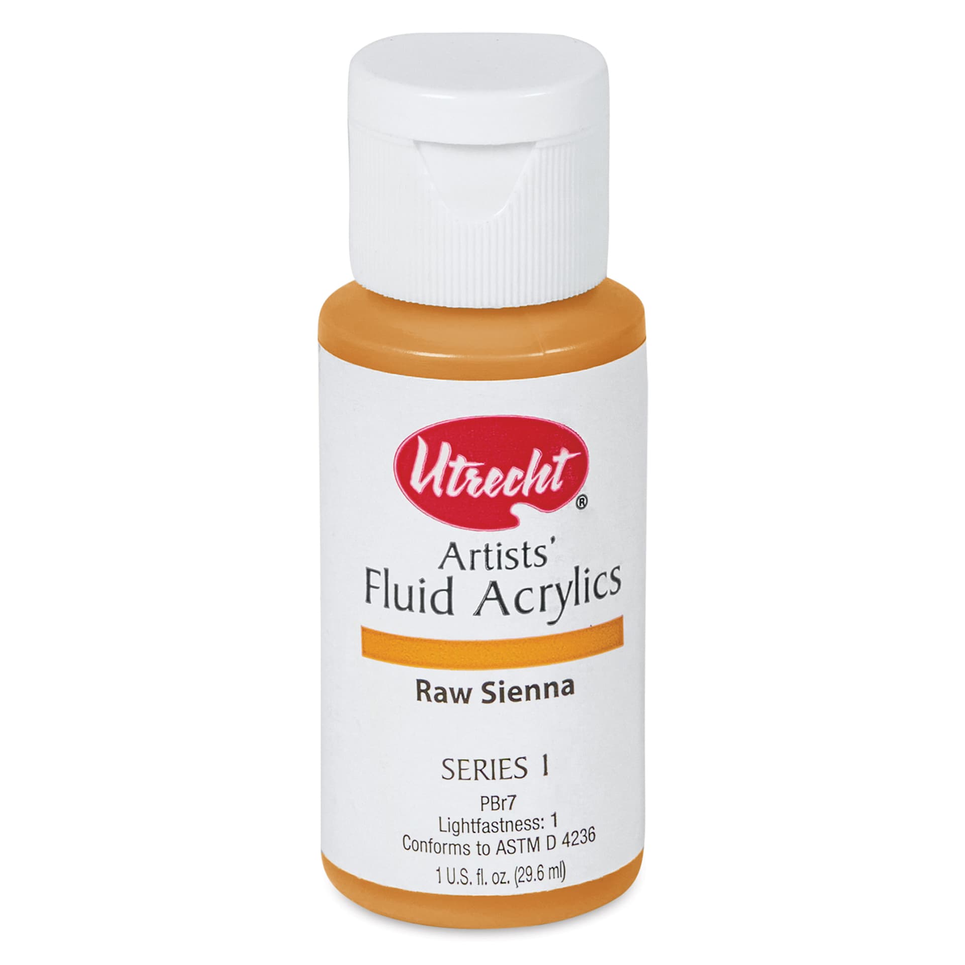 Utrecht Fluid Acrylics - Raw Sienna, 1 oz bottle