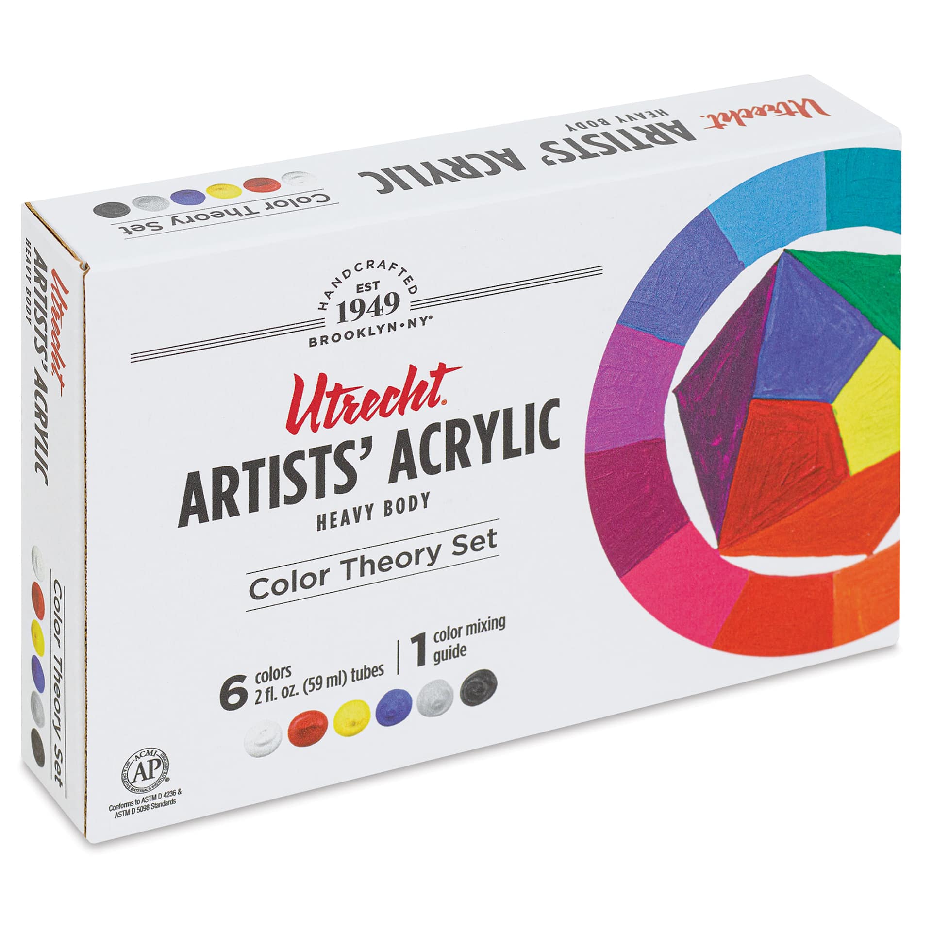 Utrecht Artists' Acrylic Paints - Color Theory, Set of 6, front of packaging