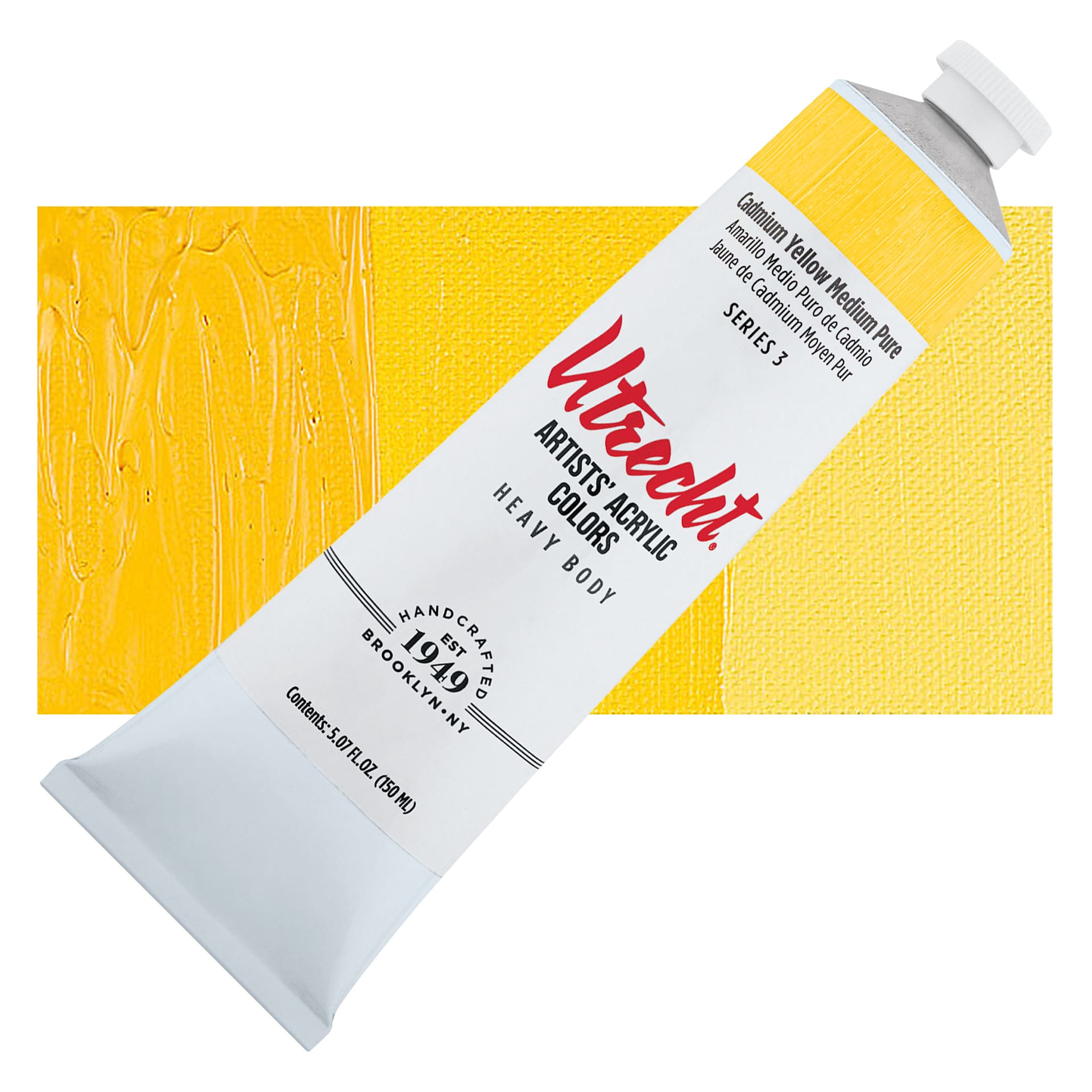 Utrecht Artists' Acrylic Paint - Cadmium Yellow Medium, 5 oz tube