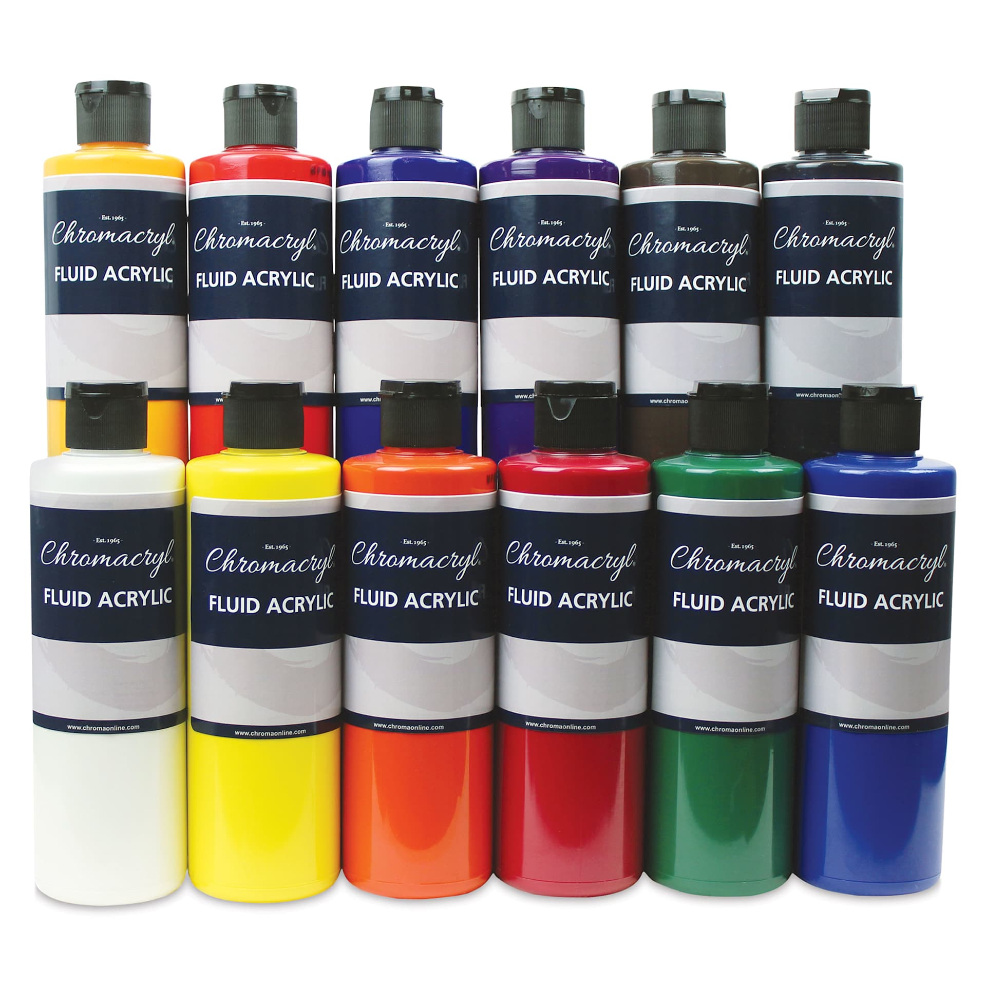 Chromacryl Fluid Acrylic - Set of 12, 250 ml bottles