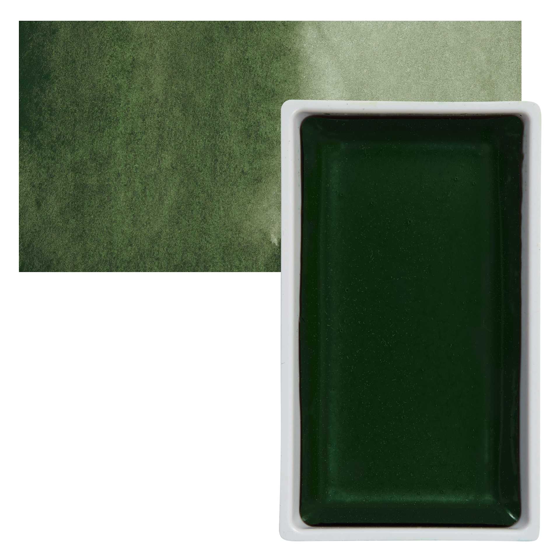 Kuretake Gansai Tambi Watercolor Pan - Green Gray pan and swatch