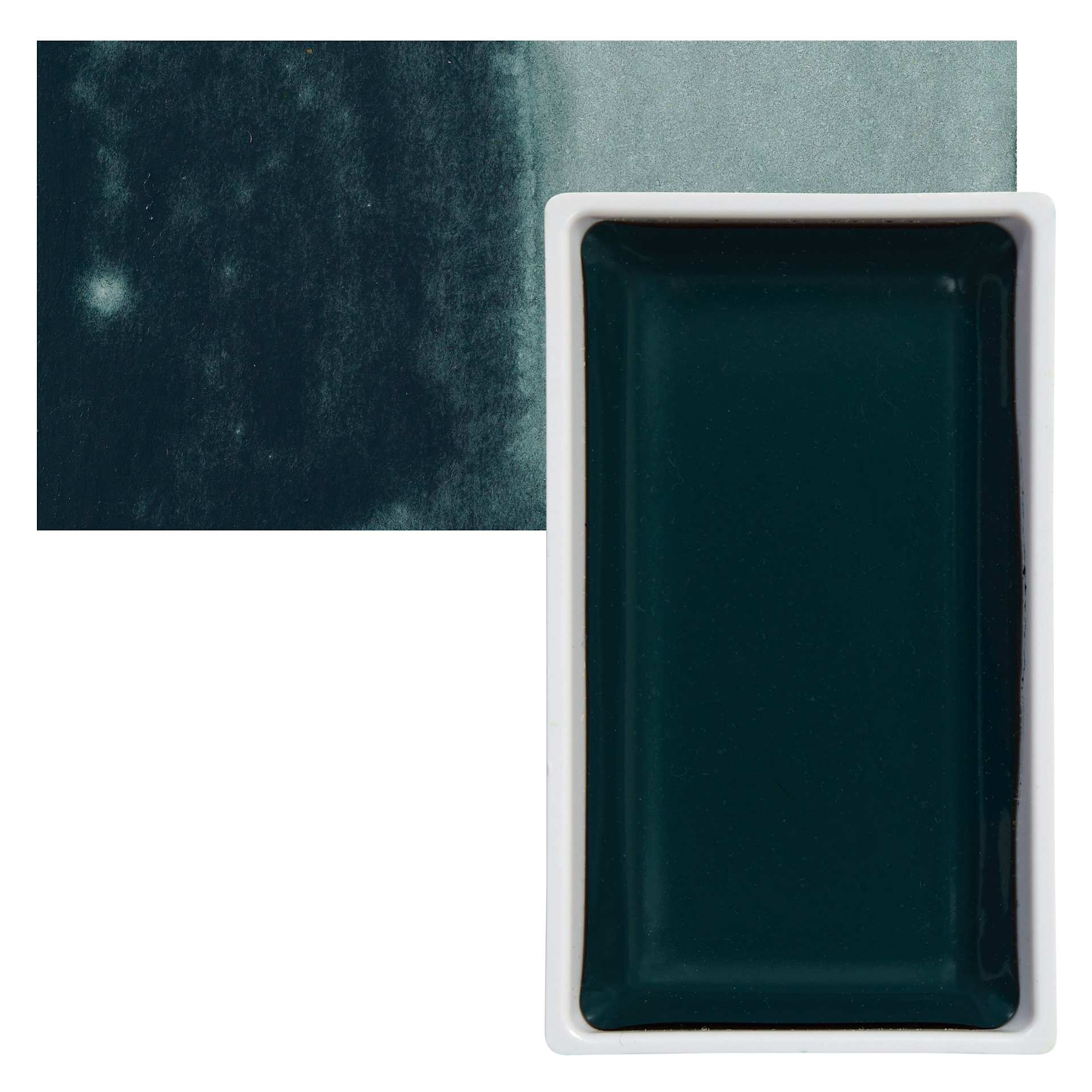 Kuretake Gansai Tambi Watercolor Pan - Shadow Green pan and swatch