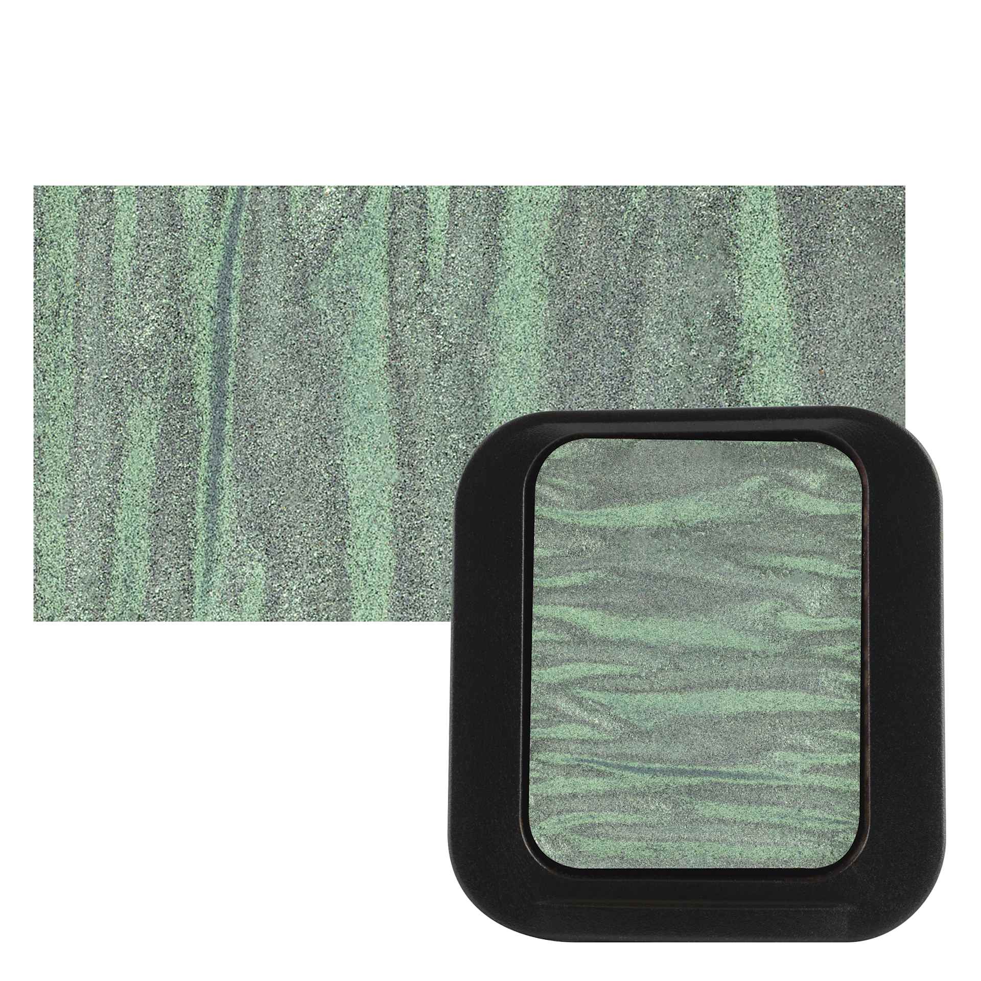 Finetec Artist Mica Watercolor - Emerald pan and swatch