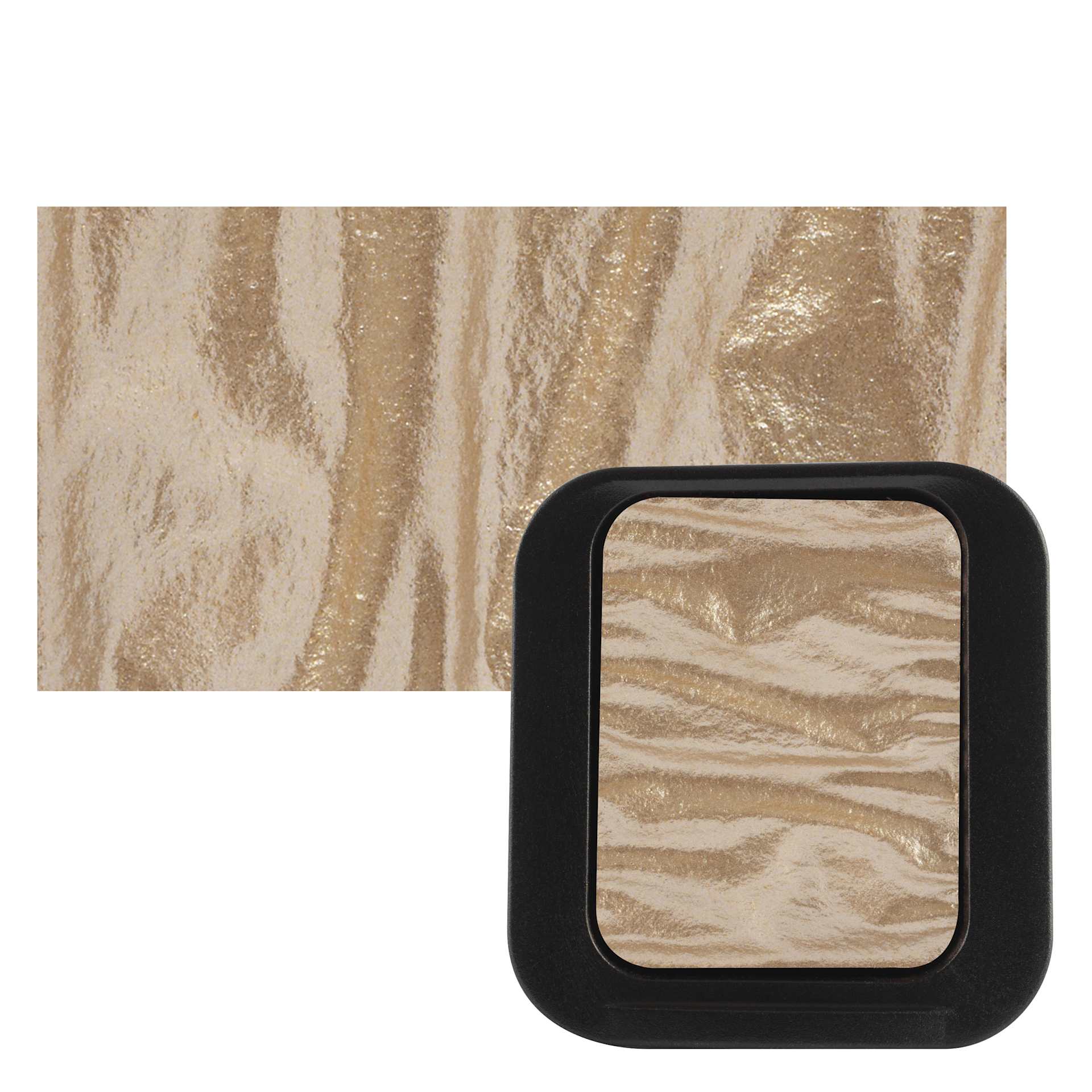 Finetec Artist Mica Watercolor - Champagne Silver pan and swatch
