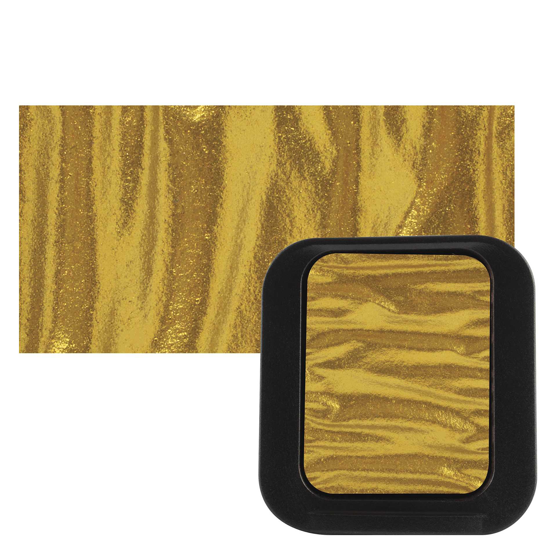Finetec Artist Mica Watercolor - Arabic Gold pan and swatch