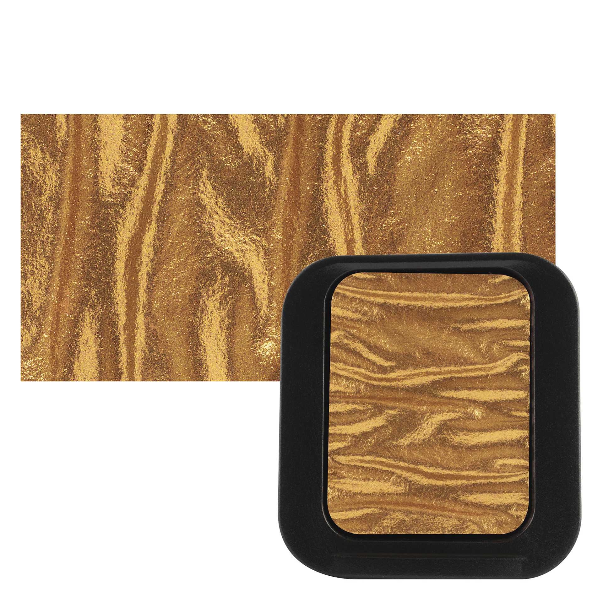 Finetec Artist Mica Watercolor - Royal Gold pan and swatch