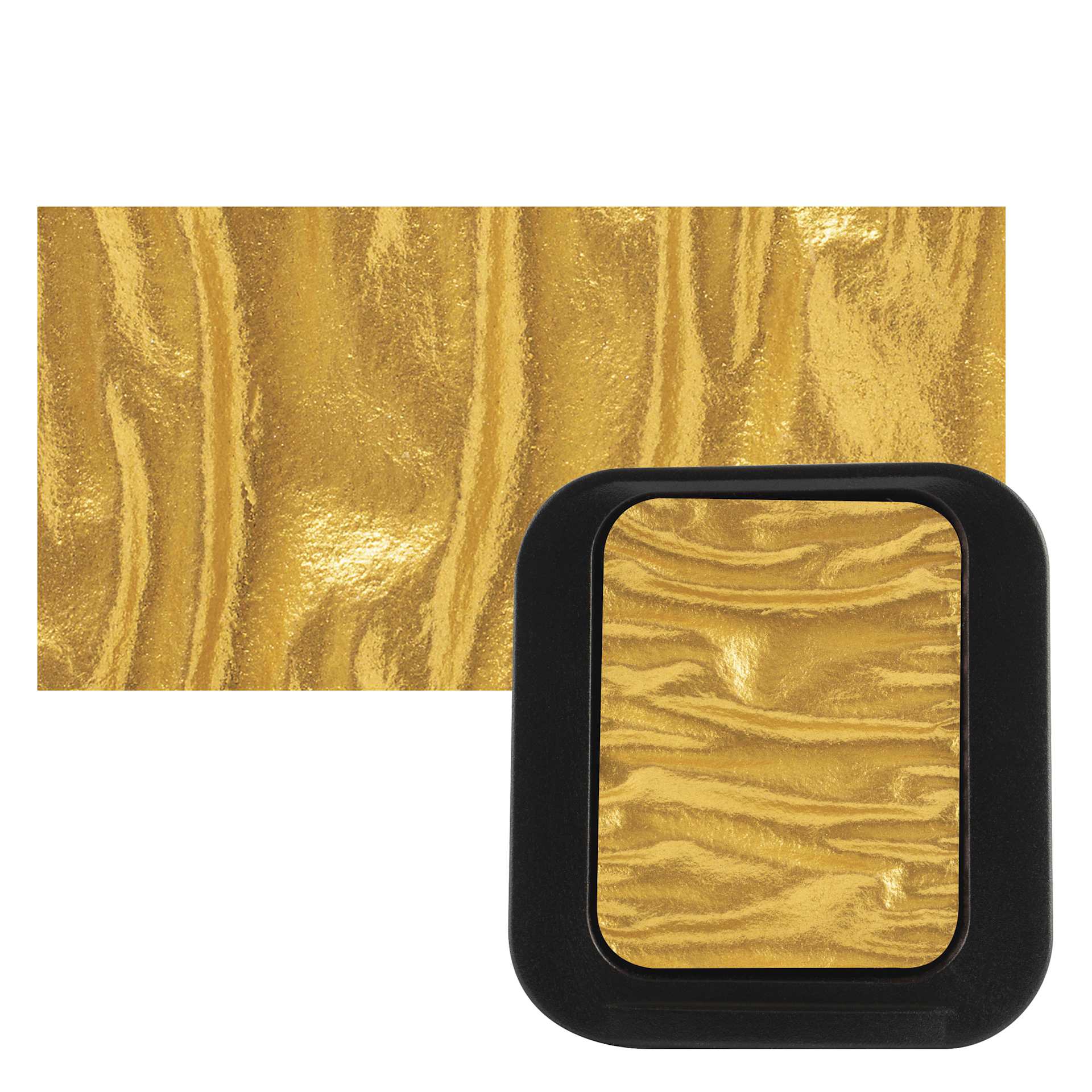 Finetec Artist Mica Watercolor - Pearl Gold pan and swatch