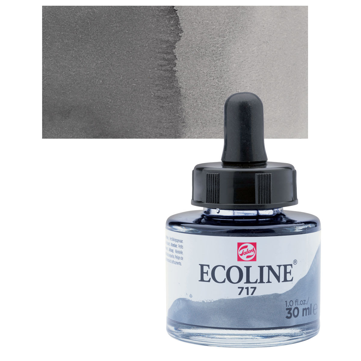 Ecoline Liquid Watercolor with Dropper - Cold Gray, 30 ml jar and swatch