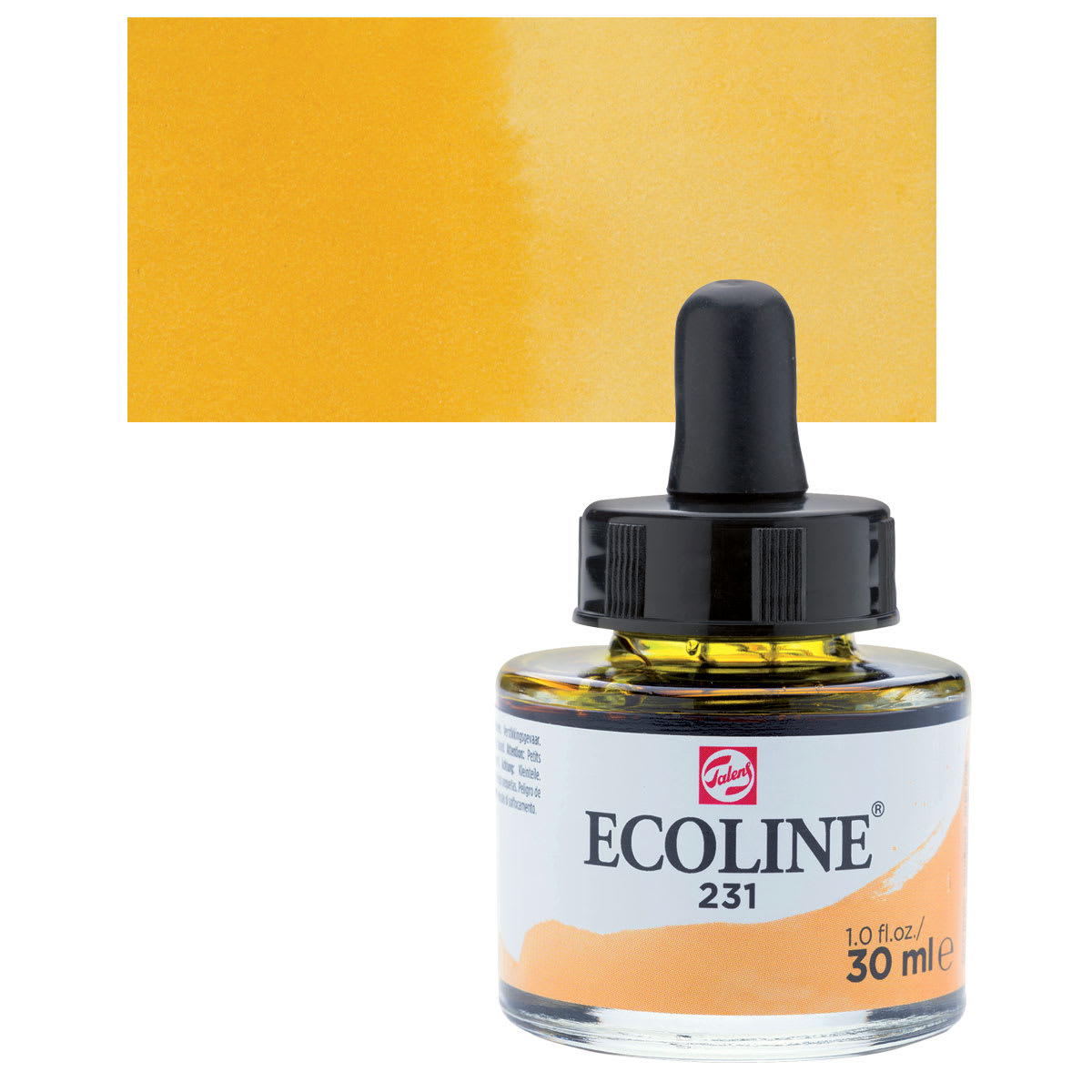 Ecoline Liquid Watercolor with Dropper - Gold Ochre, 30 ml jar and swatch
