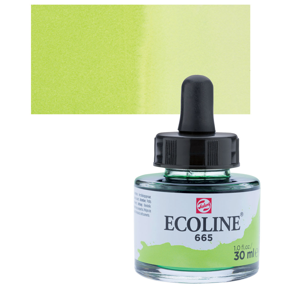 Ecoline Liquid Watercolor with Dropper - Spring Green, 30 ml jar and swatch