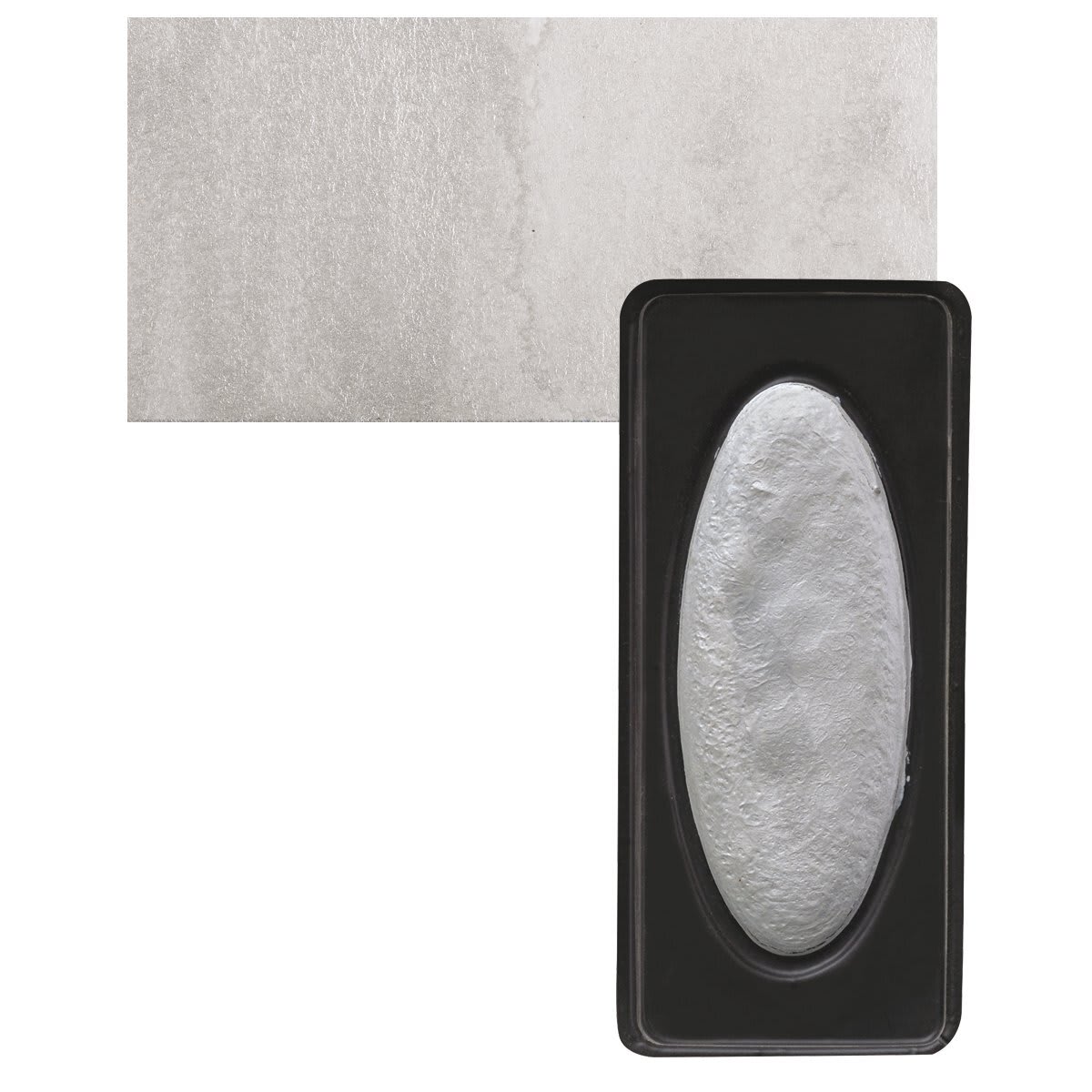 Richeson Collegiate Semi-Moist Metallic Watercolor - Silver and swatch