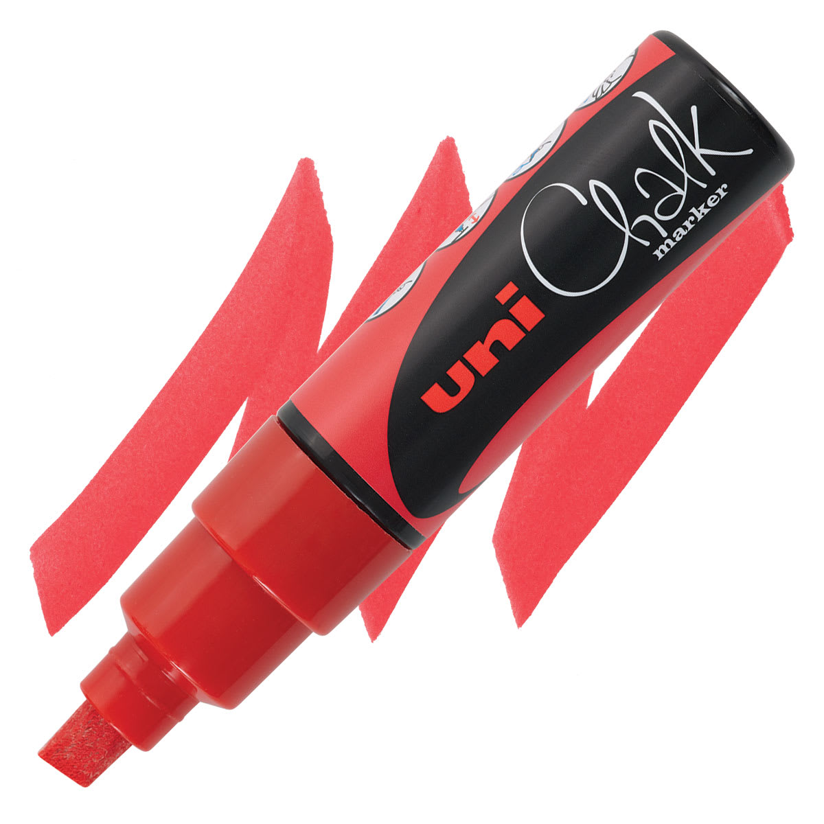 Uni Chalk Marker - Red, 8 mm marker and swatch