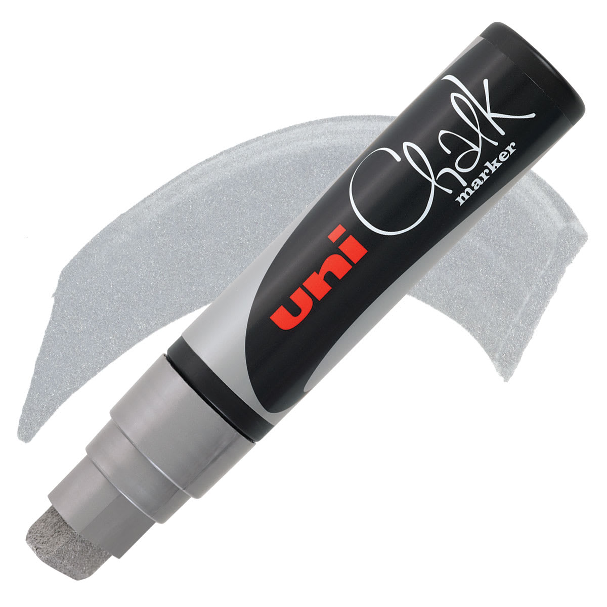 Uni Chalk Marker - Silver, 15 mm marker and swatch