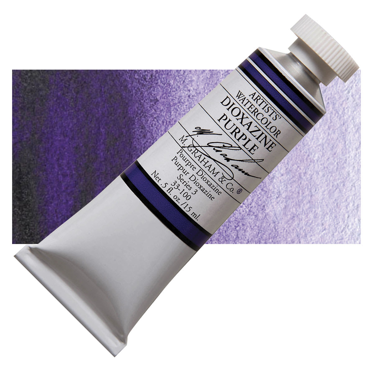 M. Graham Artists' Watercolor - Dioxazine Purple, 15 ml Tube and swatch