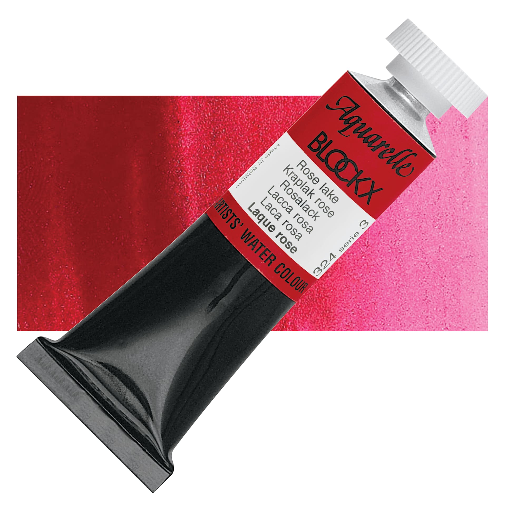 Blockx Artists' Watercolor - Rose Lake, 15 ml Tube and swatch