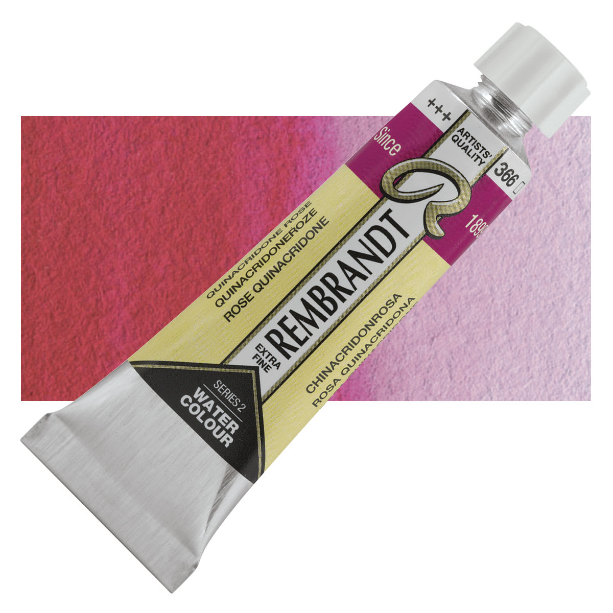 Rembrandt Artist Watercolor - Quinacridone Rose Reddish, 10 ml tube and swatch