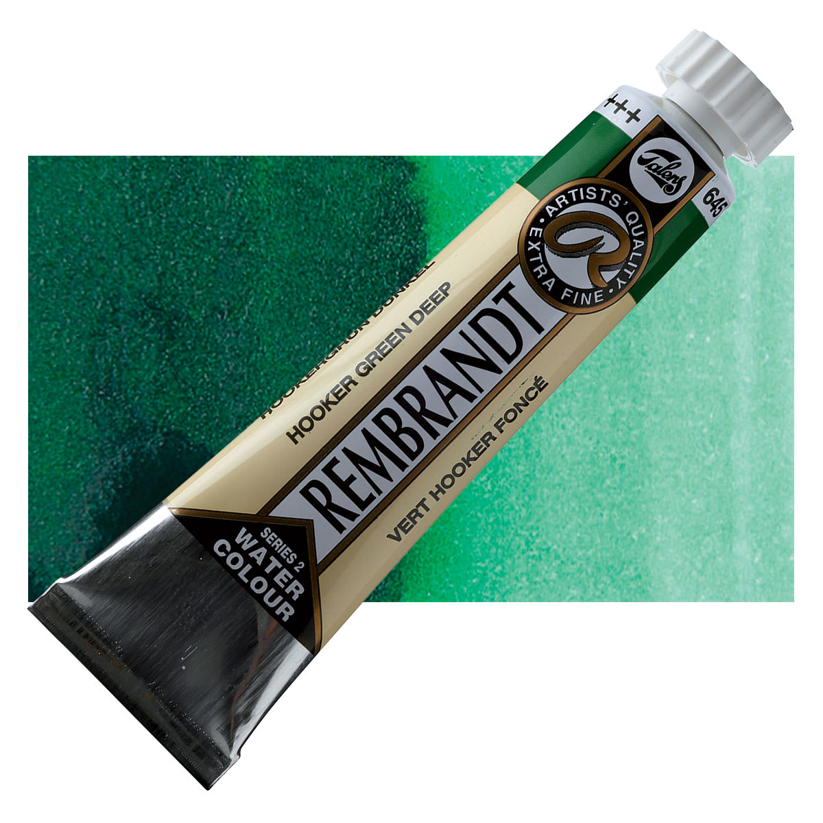 Rembrandt Artist Watercolor - Hooker Green Deep, 20 ml tube and swatch