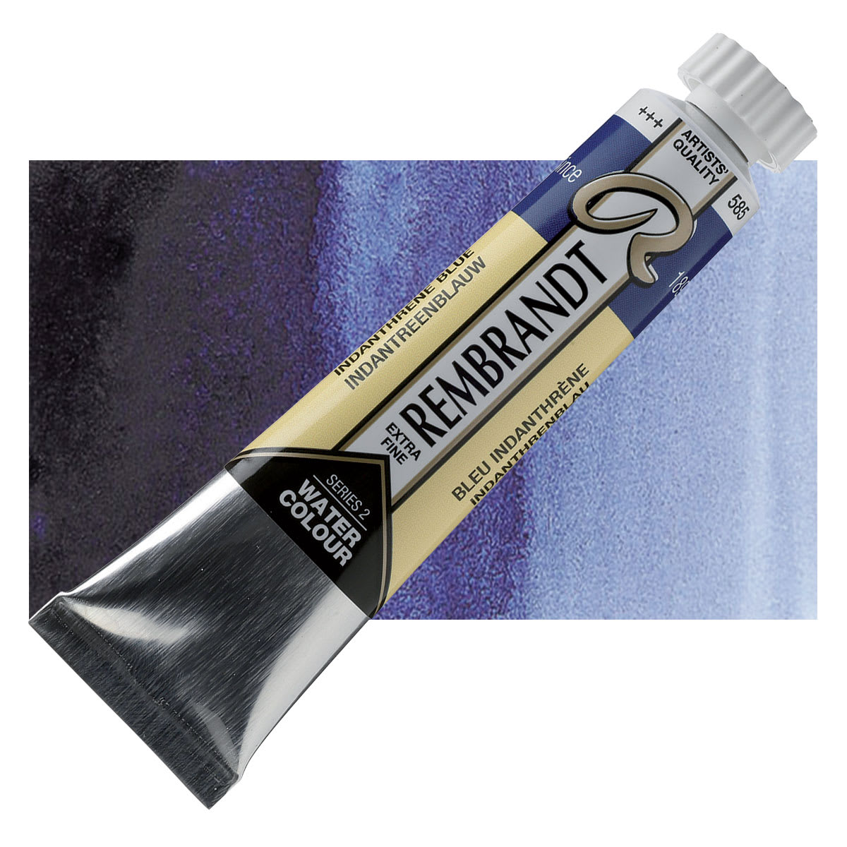 Rembrandt Artist Watercolor - Indanthrene Blue, 20 ml tube and swatch