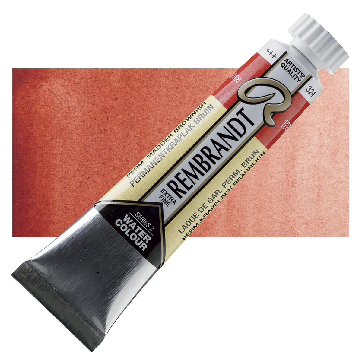 Rembrandt Artist Watercolor - Permanent Madder Lake Brown, 20 ml tube and swatch