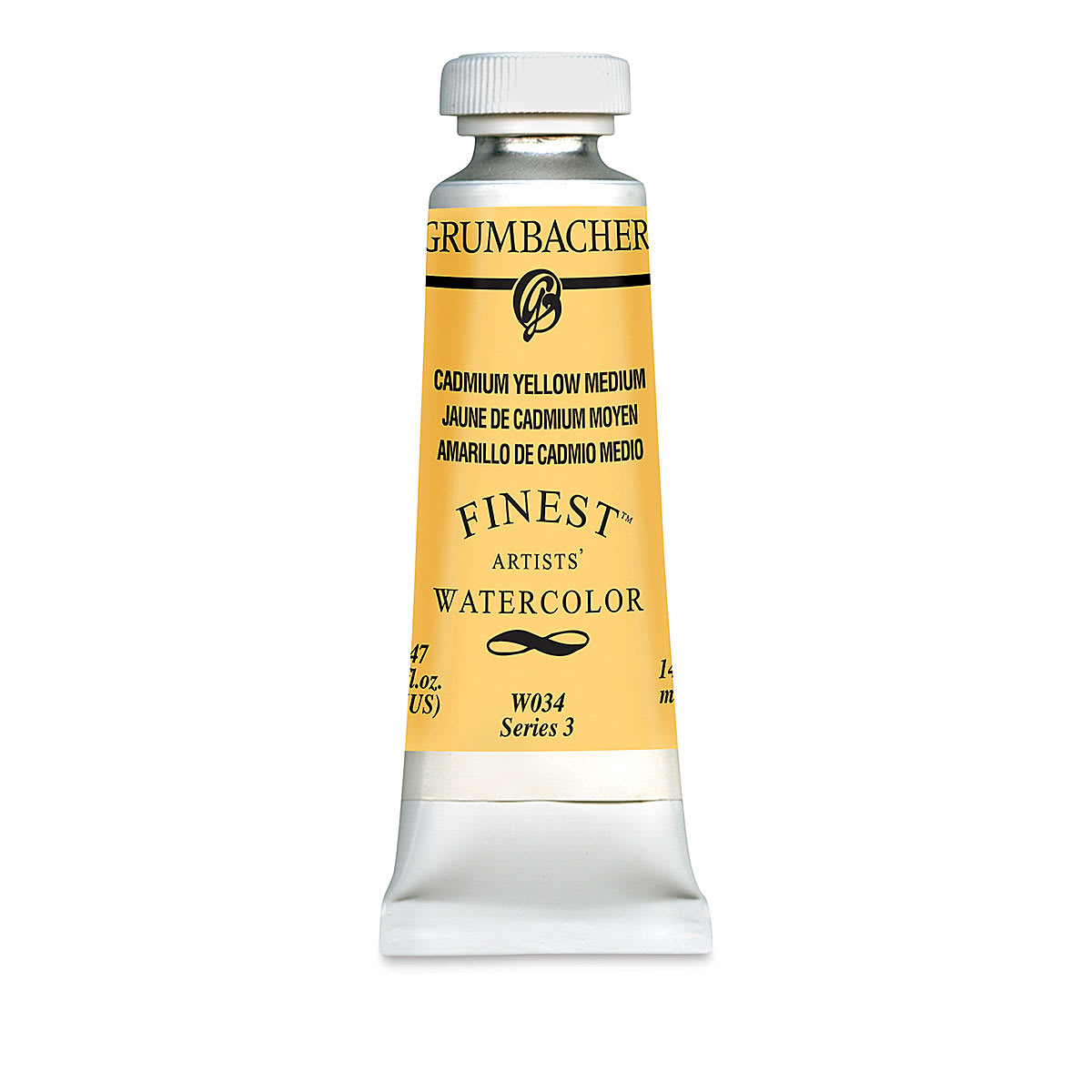 Grumbacher Finest Artists' Watercolor - Cadmium Yellow Medium, 14 ml tube