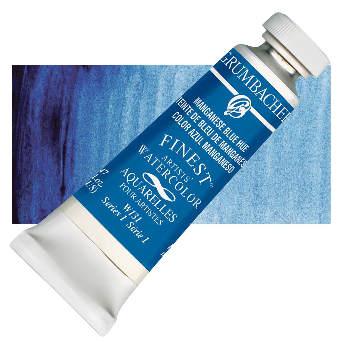 Grumbacher Finest Artists' Watercolor - Manganese Blue Hue, 14 ml tube and swatch