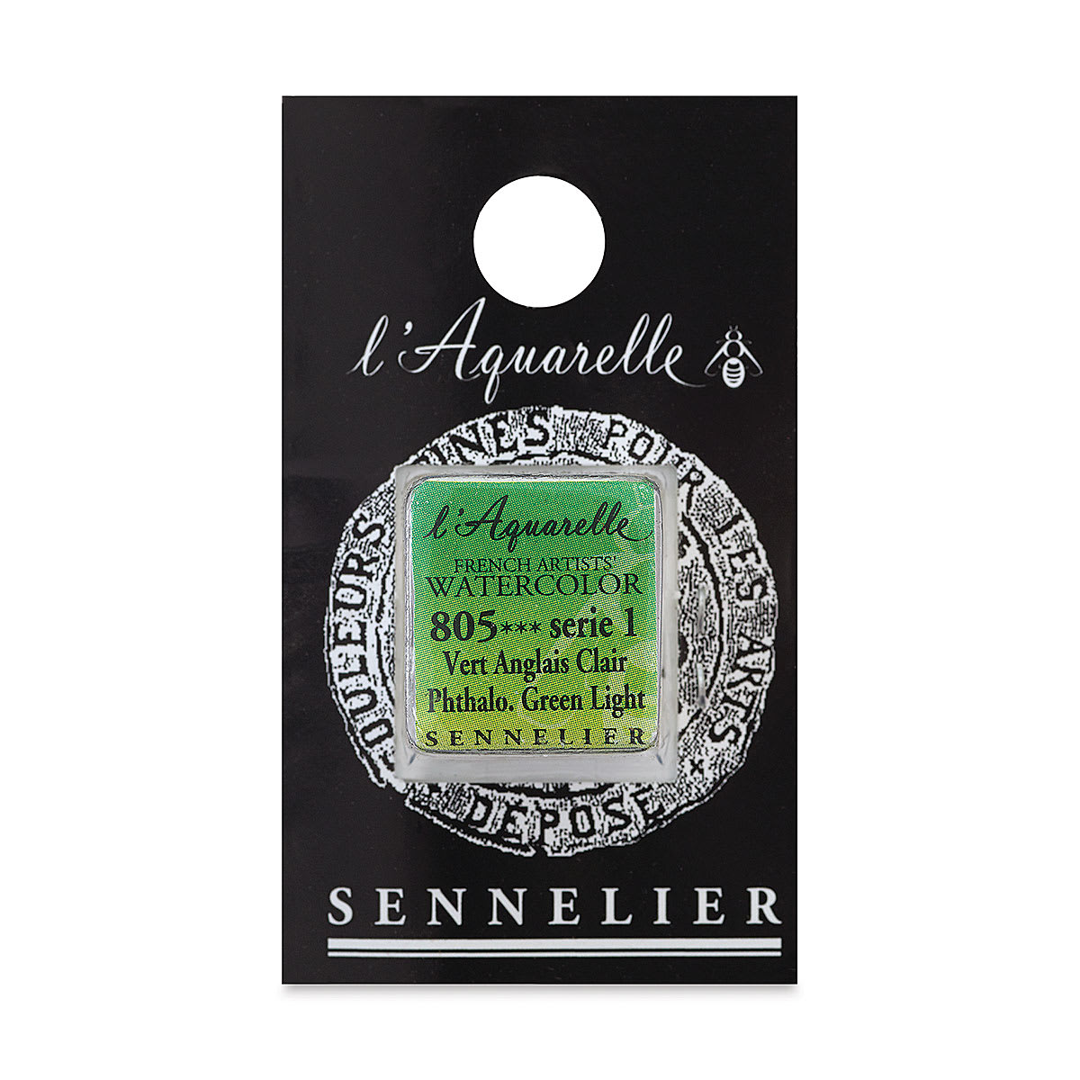 Sennelier French Artists' Watercolor - Phthalo Green Light, Half Pan