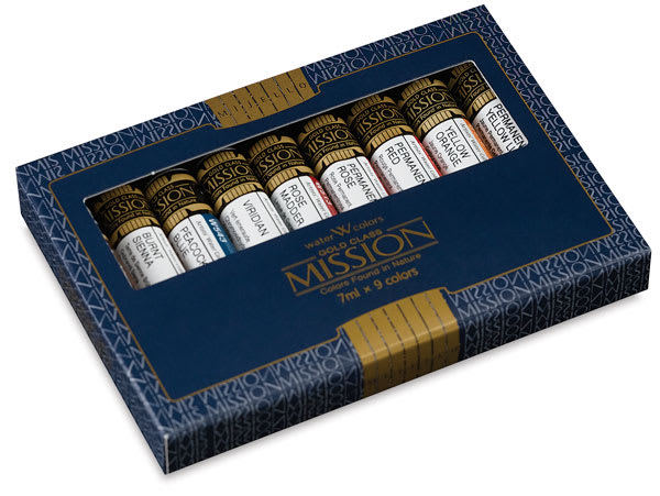 Mijello Mission Gold Watercolors - Introductory Set, Set of 9 colors, 7 ml tubes