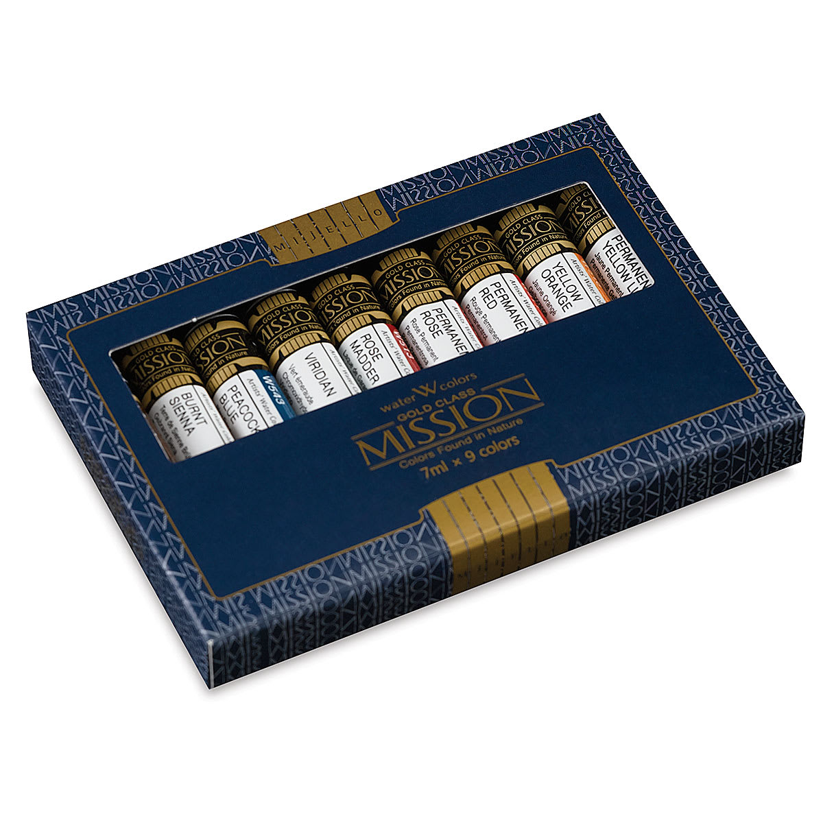 Mijello Mission Gold Watercolors - Introductory Set, Set of 9 colors, 7 ml tubes, packaging
