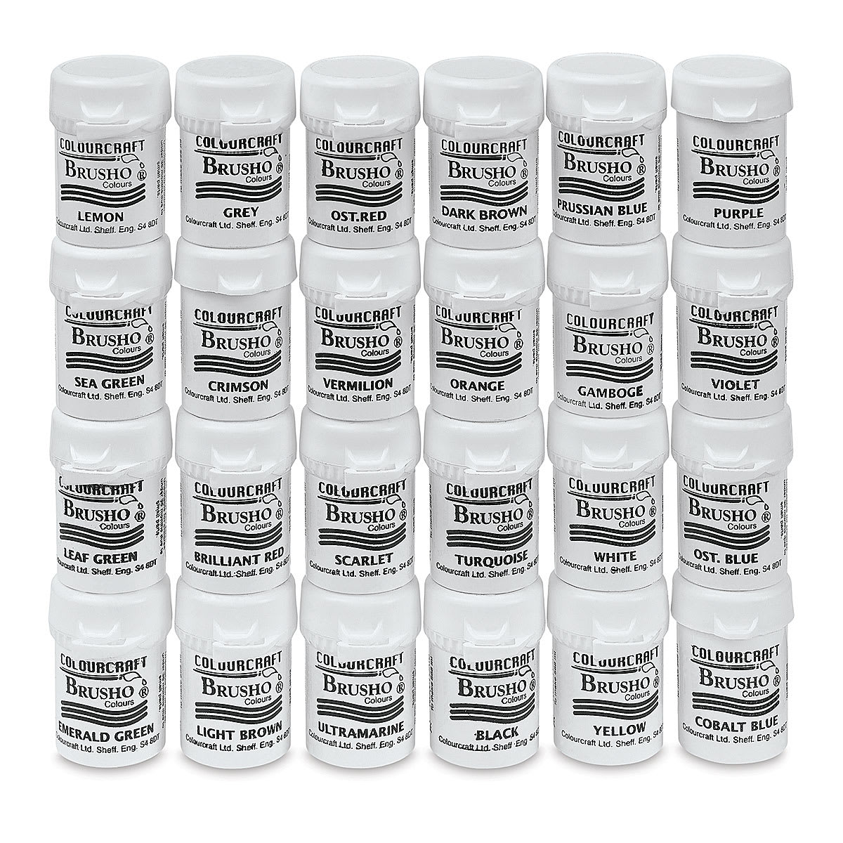 Brusho Crystal Colours - Set of 24, Assorted Colors, 15 g pots