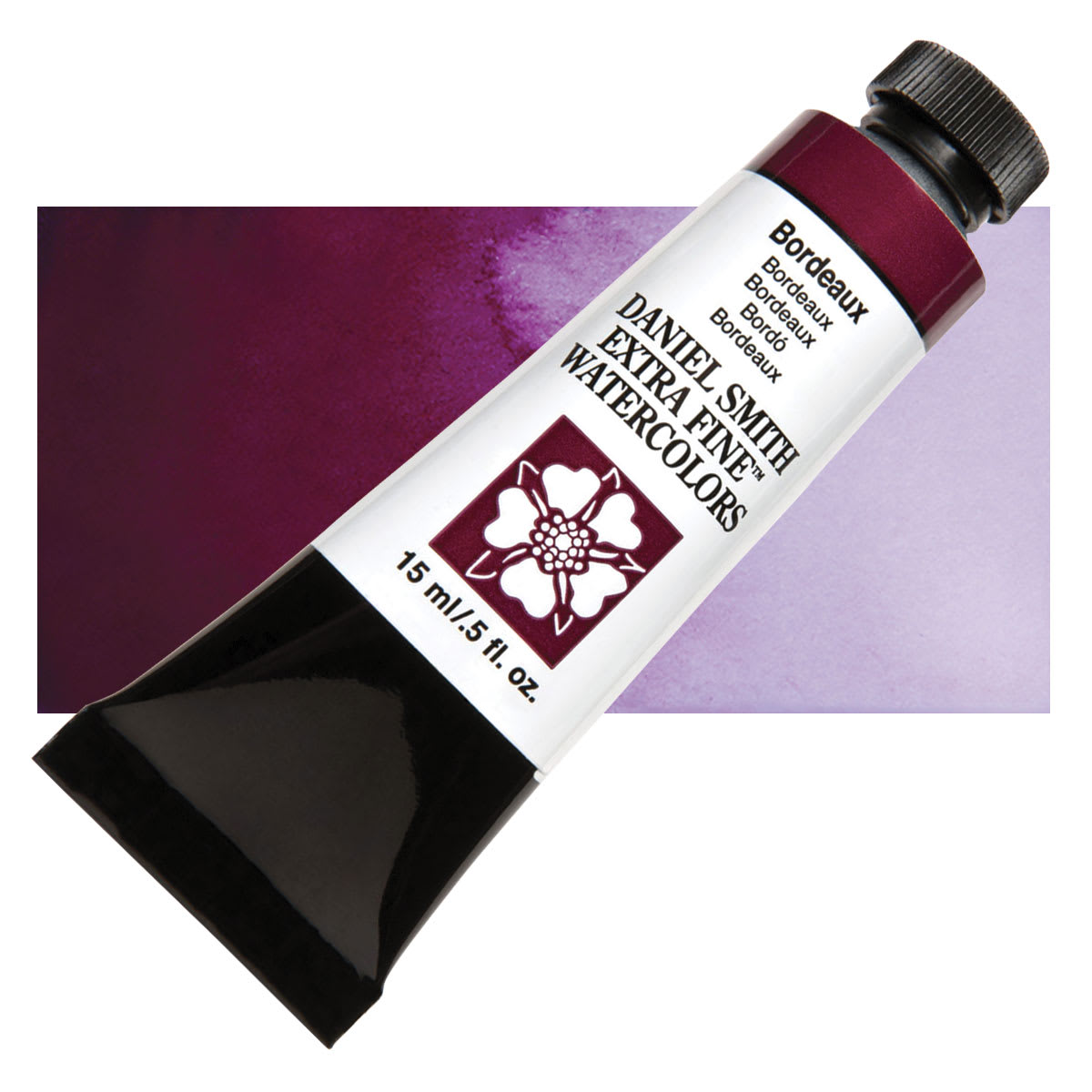 Daniel Smith Extra Fine Watercolor - Bordeaux, 15 ml Tube and swatch