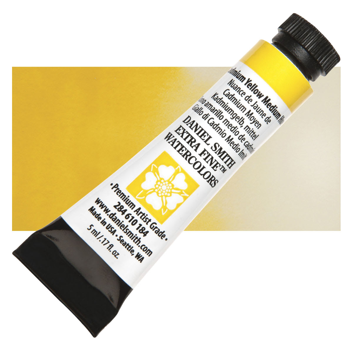 Daniel Smith Extra Fine Watercolor - Cadmium Yellow Medium Hue, 5 ml Tube and swatch