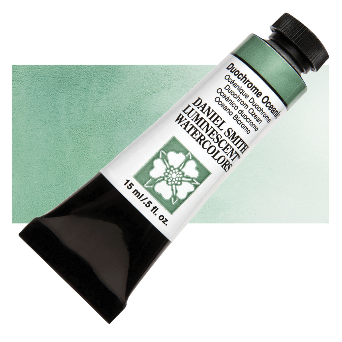 Daniel Smith Luminescent Watercolor - Duochrome Oceanic, 15 ml, Tube and swatch
