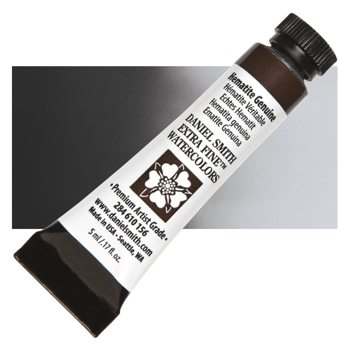 Daniel Smith Extra Fine Watercolor - PrimaTek, Hematite Genuine, 5 ml Tube and swatch