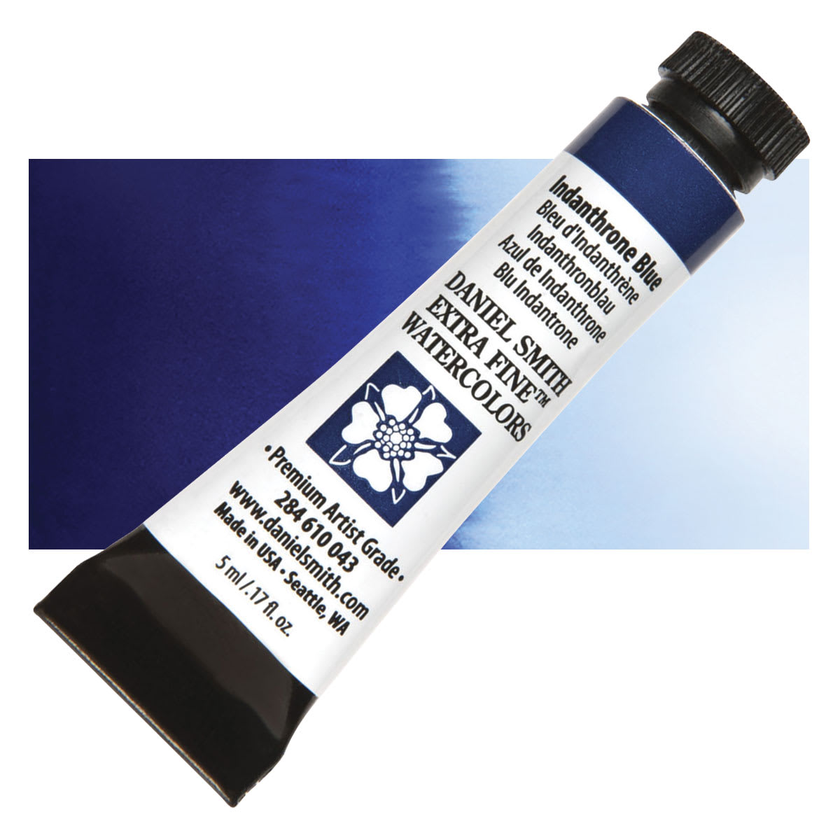 Daniel Smith Extra Fine Watercolor - Indanthrone Blue, 5 ml Tube and swatch