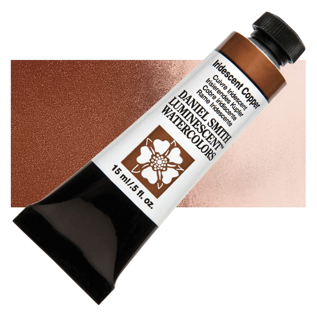Daniel Smith Luminescent Watercolor - Iridescent Copper, 15 ml, Tube and swatch
