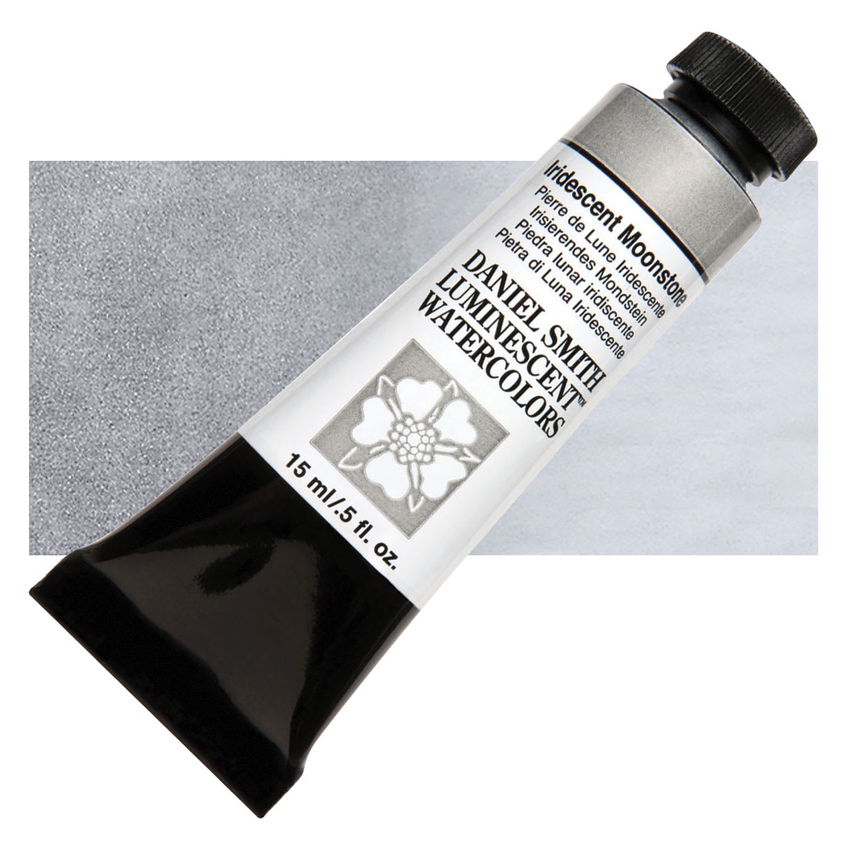 Daniel Smith Luminescent Watercolor - Iridescent Moonstone, 15 ml, Tube and swatch