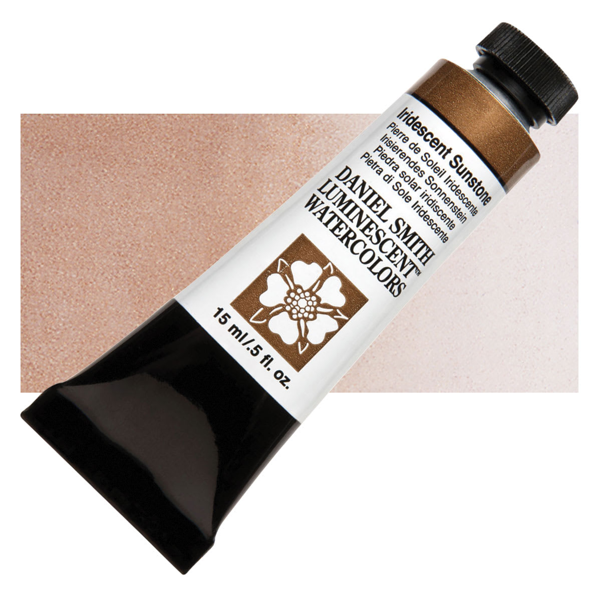 Daniel Smith Luminescent Watercolor - Iridescent Sunstone, 15 ml, Tube and swatch