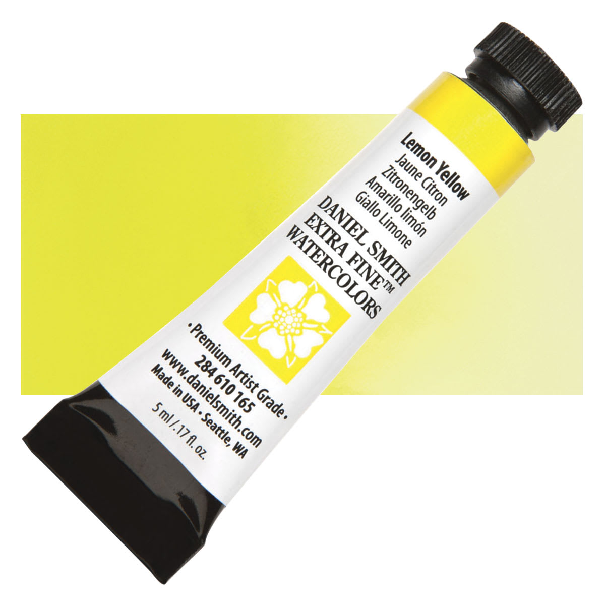 Daniel Smith Extra Fine Watercolor - Lemon Yellow, 5 ml Tube and swatch