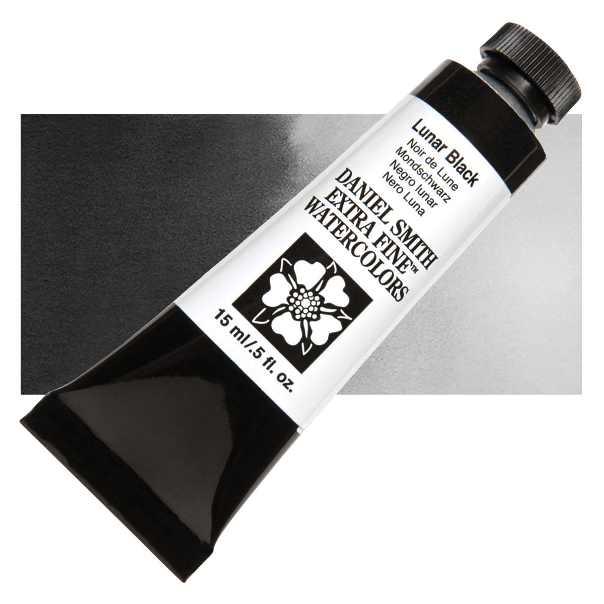 Daniel Smith Extra Fine Watercolor - Lunar Black, 15 ml Tube and swatch
