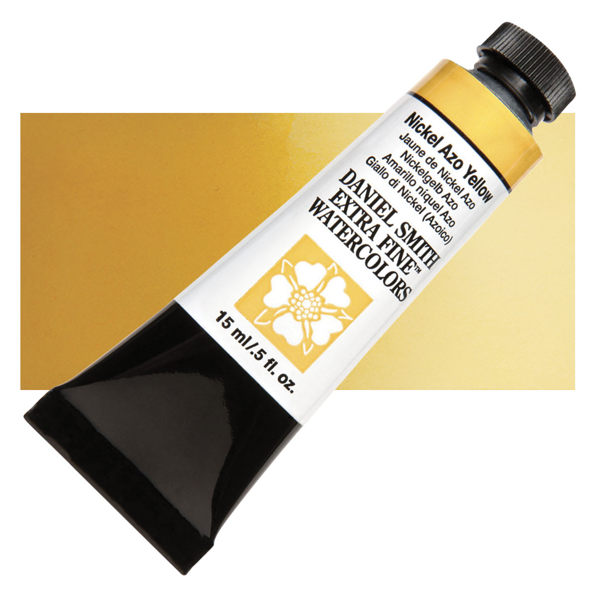 Daniel Smith Extra Fine Watercolor - Nickel Azo Yellow, 15 ml Tube and swatch