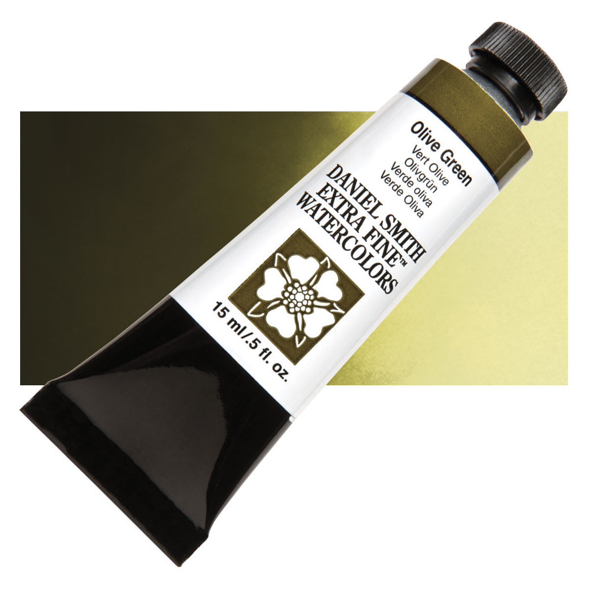 Daniel Smith Extra Fine Watercolor - Olive Green, 15 ml Tube and swatch