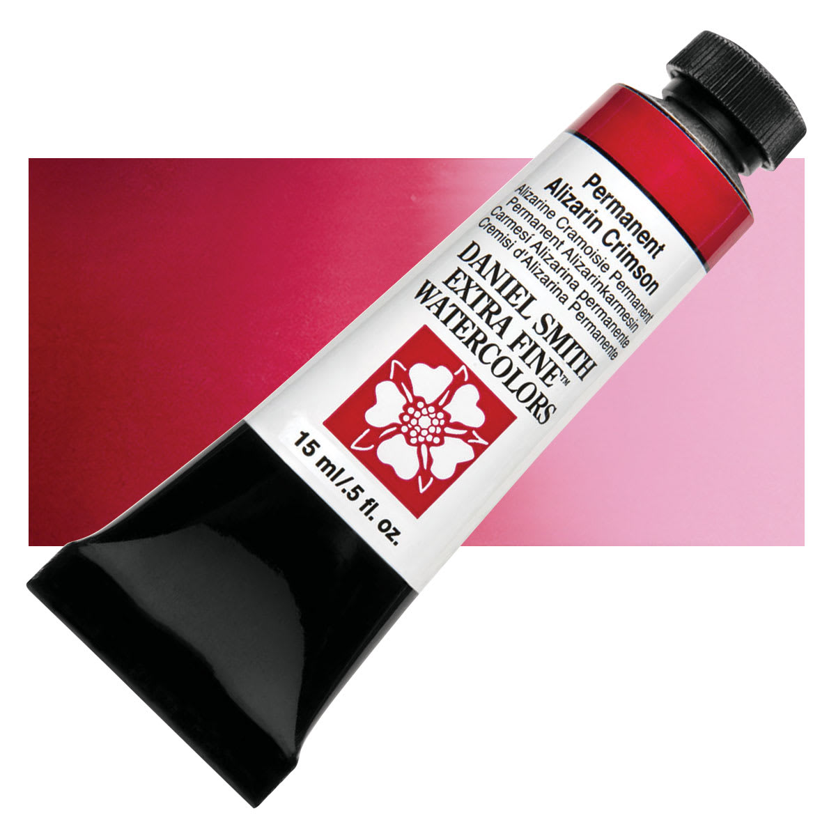 Daniel Smith Extra Fine Watercolor - Permanent Alizarin Crimson, 15 ml Tube and swatch