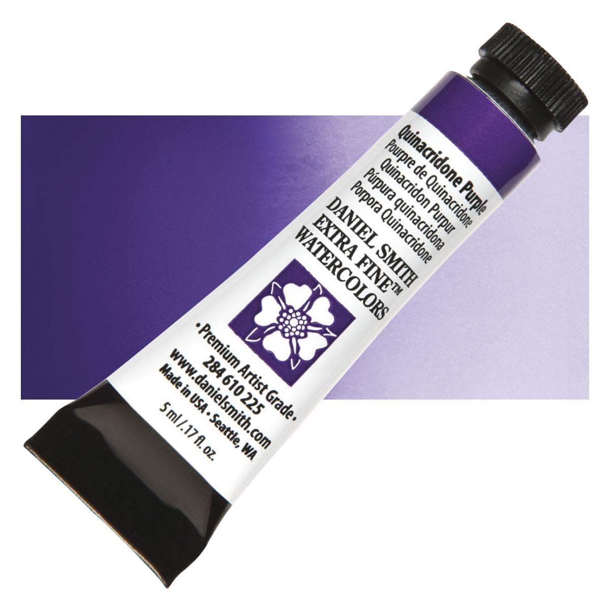Daniel Smith Extra Fine Watercolor - Quinacridone Purple, 5 ml Tube and swatch