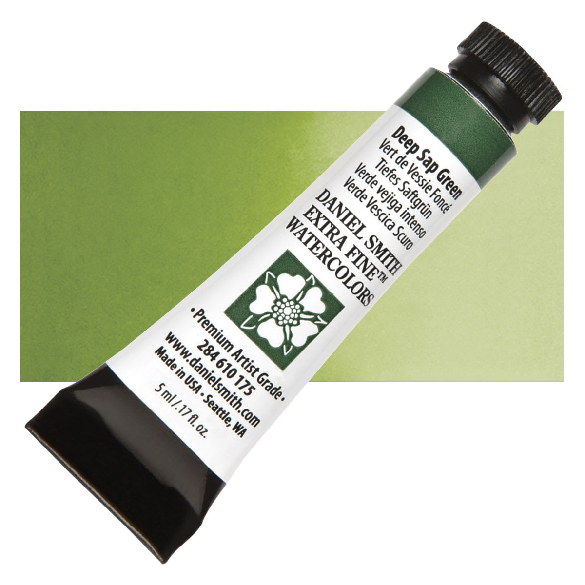 Daniel Smith Extra Fine Watercolor - Sap Green Deep, 5 ml Tube and swatch