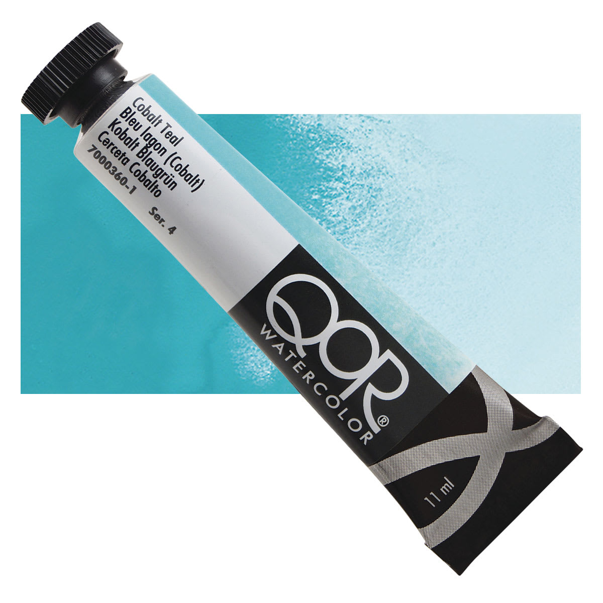 QoR Modern Watercolor - Cobalt Teal, 11 ml tube and swatch